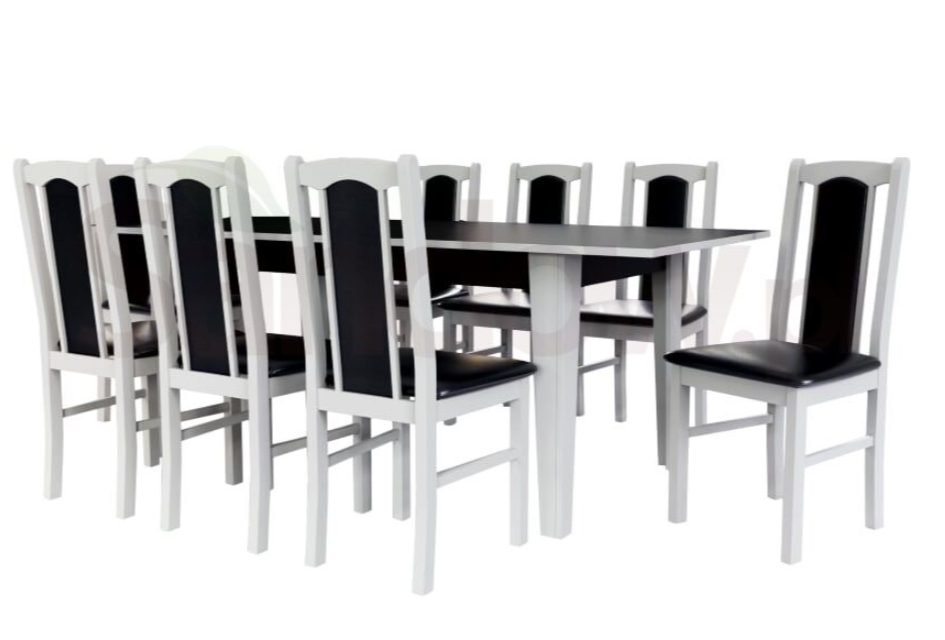 biało-czarny stół i krzesła Sandow