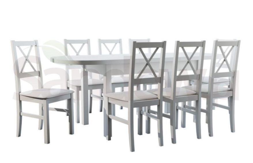 biały stół i krzesła sandow